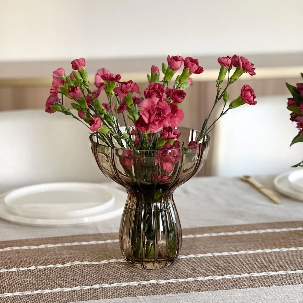 Funnel Amber Glass Vase