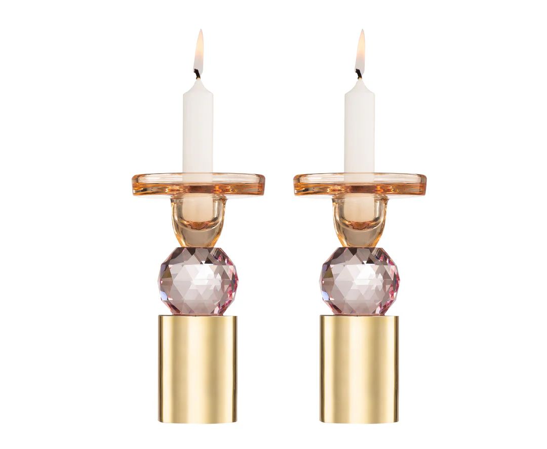 Pink Crystal Candle Sticks