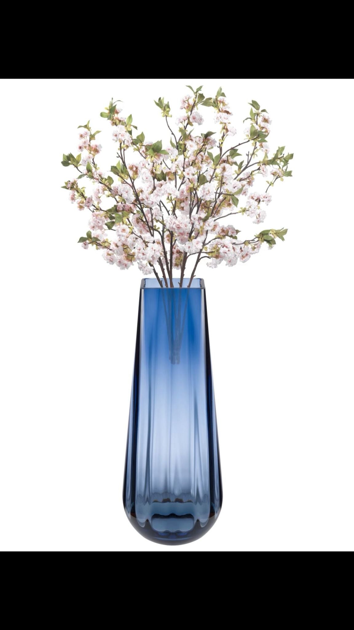 Blue Square Top Vase 13.9"