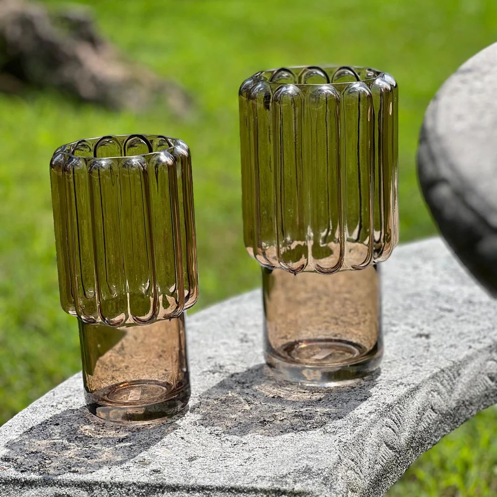 Amber Vase With Stripe