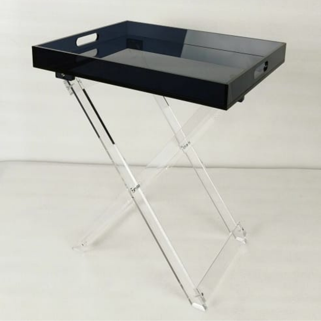 Black Acrylic Foldable Table With Clear Legs
