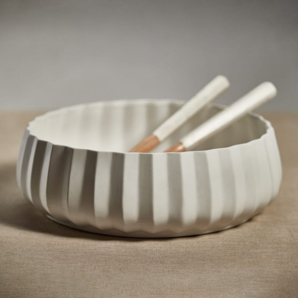 White Ceramic Salad Bowl