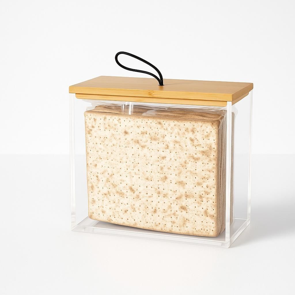 Acrylic Matzah Box With Wooden Cover