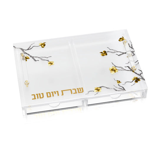 Golden Branch Challah Board  With Tray