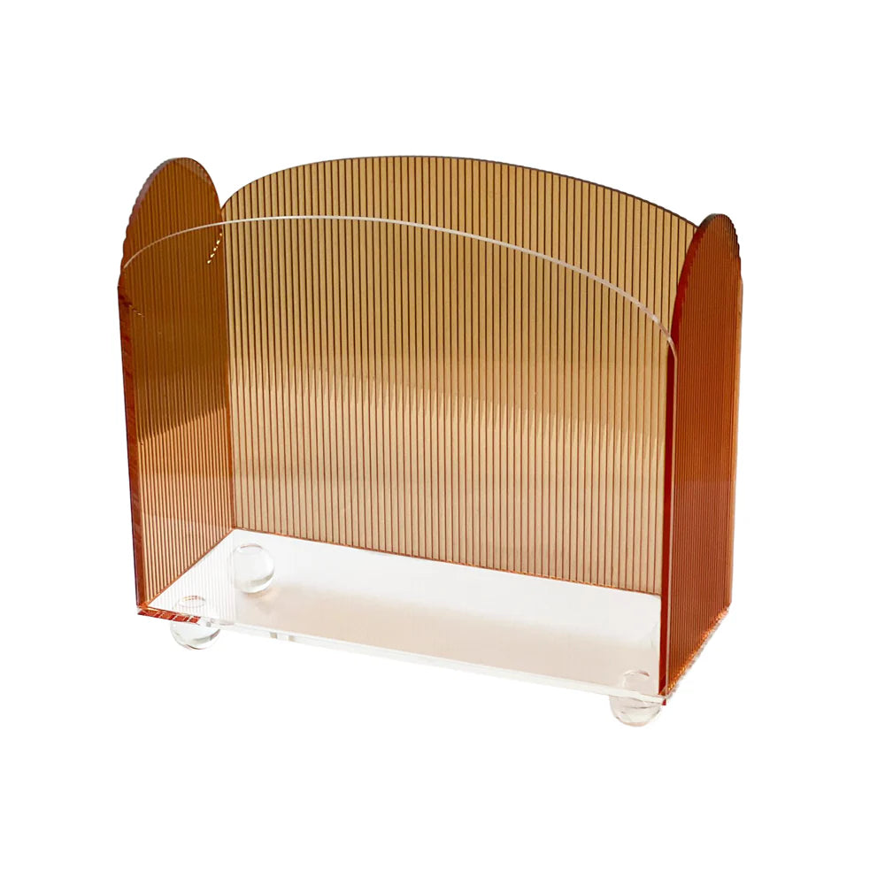 Amber Corrugated Lucite Magazine Stand
