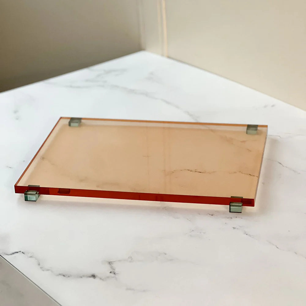 Amber Tray with Teal Legs