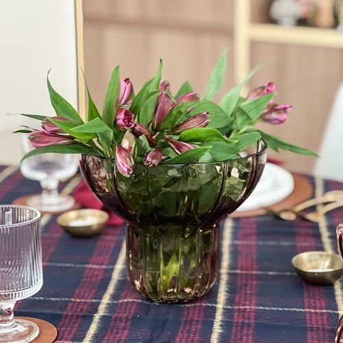 Wide Neck Amber Vase