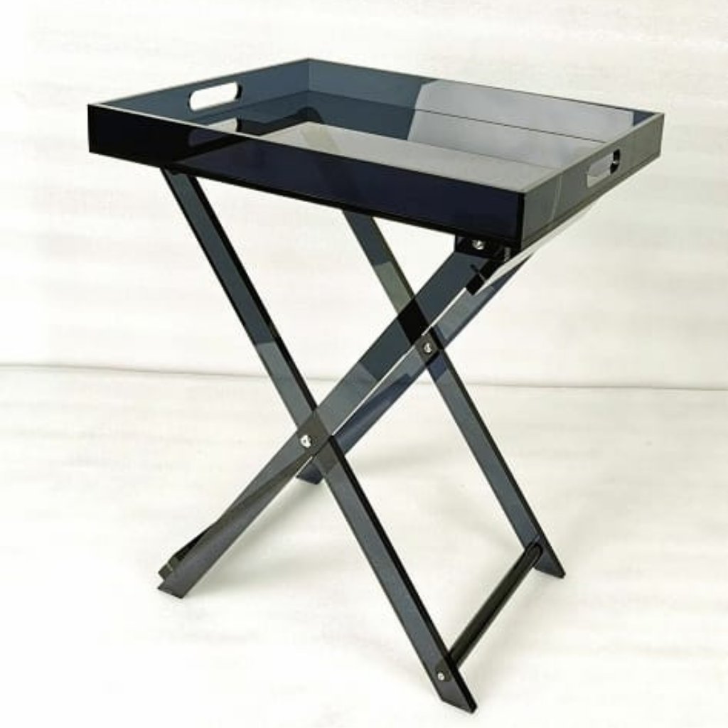 Black Acrylic Foldable Table With Black Legs