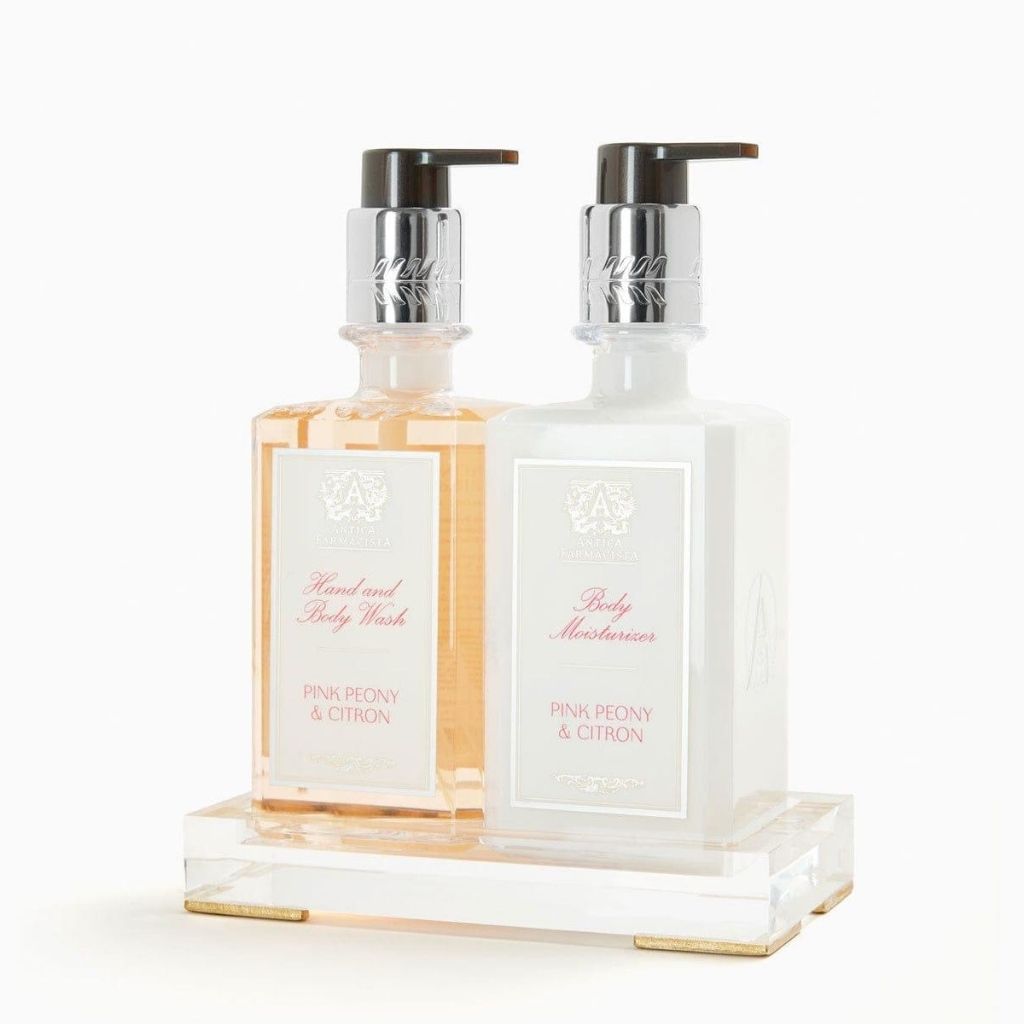 Pink Peony and Citron Acrylic Bath and Body Set