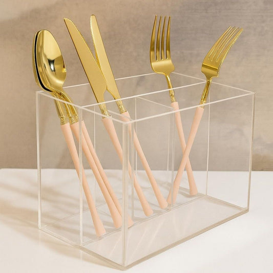 Acrylic cutlery with napkin organizer